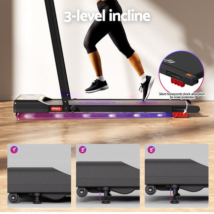 Everfit Treadmill Electric Walking Pad Incline Under Desk 380mm Black
