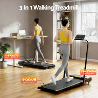 Everfit 3 in 1 Treadmill Electric Walking Pad Under Desk Office Home Gym Incline 380mm Black