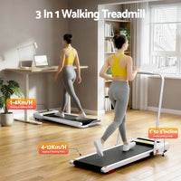 Everfit 3 in 1 Treadmill Electric Walking Pad Incline Under Desk 380mm White