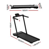 Everfit 3 in 1 Walking Pad Treadmill With Led Lights Foldable Under Desk Treadmills for Home Gym 40cm Wide Belt Black