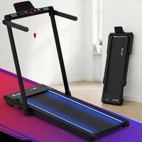 Everfit 3 in 1 Walking Pad Treadmill With Led Lights Foldable Under Desk Treadmills for Home Gym 40cm Wide Belt Black