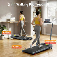Everfit 3 in 1 Treadmill Electric Walking Pad with Incline Foldable for Home Gym Grey