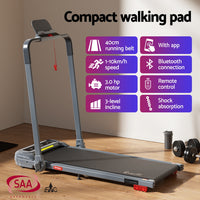 Everfit Treadmill Electric Walking Pad with Incline Foldable for Home Gym Grey