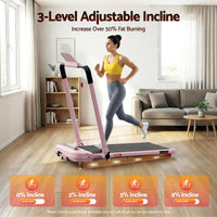 Everfit 3 in 1 Treadmill Electric Walking Pad with Incline Foldable for Home Gym Pink