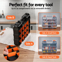 Giantz Double Sided Tool Box Organizer with 34 Compartment Small Parts Storage