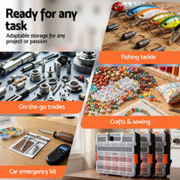 Giantz 3 Pack Tool Box Organizer with Hardware Storage Box for Small Parts