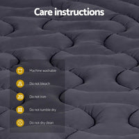 Giselle Bedding 3-Zone Pillowtop Mattress Topper 1000GSM for Back Pain Relief Washable with 45cm Deep Pocket Queen