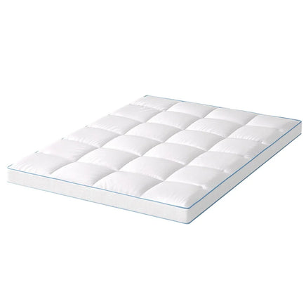 Giselle Bedding 1500GSM Bamboo Pillowtop Mattress Topper 10cm Thick Pad for Back Pain Relief, High Loft Cooling Underlay for Dorm & Guest Bed, 45cm Deep Pocket Double