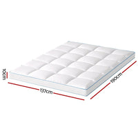Giselle Bedding 1500GSM Bamboo Pillowtop Mattress Topper 10cm Thick Pad for Back Pain Relief, High Loft Cooling Underlay for Dorm & Guest Bed, 45cm Deep Pocket Double