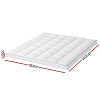 Giselle Bedding 1500GSM Bamboo Pillowtop Mattress Topper 10cm Thick Pad for Back Pain Relief, High Loft Cooling Underlay for Dorm & Guest Bed, 45cm Deep Pocket King