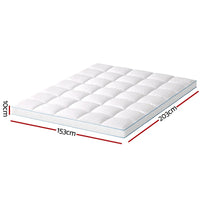 Giselle Bedding 1500GSM Bamboo Pillowtop Mattress Topper 10cm Thick Pad for Back Pain Relief, High Loft Cooling Underlay for Dorm & Guest Bed, 45cm Deep Pocket Queen