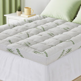 Giselle Bedding 1500GSM Pillowtop Mattress Topper Bamboo Mattress Pad for Back Pain Relief Washable 11cm Thick Bed Cover with 45cm Deep Pocket Double