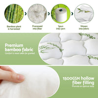 Giselle Bedding 1500GSM Pillowtop Mattress Topper Bamboo Mattress Pad for Back Pain Relief Washable 11cm Thick Bed Cover with 45cm Deep Pocket King