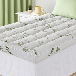 Giselle Bedding 1500GSM Pillowtop Mattress Topper Bamboo Mattress Pad for Back Pain Relief Washable 11cm Thick Bed Cover with 45cm Deep Pocket King Single