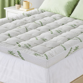 Giselle Bedding 1500GSM Pillowtop Mattress Topper Bamboo Mattress Pad for Back Pain Relief Washable 11cm Thick Bed Cover with 45cm Deep Pocket Queen
