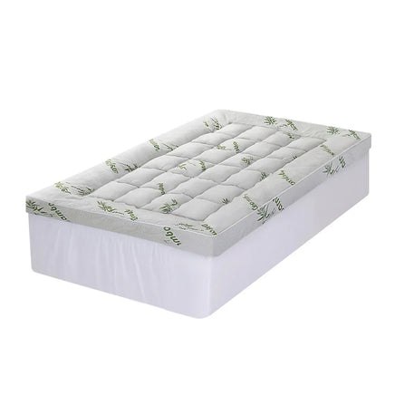 Giselle Bedding 1500GSM Pillowtop Mattress Topper Bamboo Mattress Pad for Back Pain Relief Washable 11cm Thick Bed Cover with 45cm Deep Pocket Single