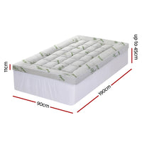 Giselle Mattress Topper 11cm Pillowtop toppers Bamboo Single