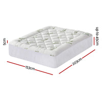 Giselle Bedding 5cm Pillowtop Mattress Topper 1000GSM Thick Soft Bamboo Cooling Pad for Back Pain Relief & Guest Bed, Washable Overfilled Cover with 45cm Deep Pocket Queen