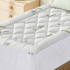 Giselle Bedding 5cm Pillowtop Mattress Topper 1000GSM Thick Soft Bamboo Cooling Pad for Back Pain Relief & Guest Bed, Washable Overfilled Cover with 45cm Deep Pocket Single