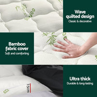 Giselle Bedding Pillowtop Mattress Topper 7.5cm Thick Bamboo Pad for Back Pain Relief Washable Skin-friendly Bed Protector with 45cm Deep Pocket King