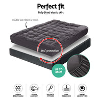 Giselle Bedding Bamboo Charcoal Filling Pillowtop Topper 1000GSM 5cm Thick Pillowtop Pad for Back Pain Relief Washable with 45cm Deep Pocket Double