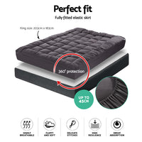 Giselle Bedding Bamboo Charcoal Filling Pillowtop Topper 1000GSM 5cm Thick Pillowtop Pad for Back Pain Relief Washable with 45cm Deep Pocket King