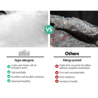 Giselle Bedding Bamboo Charcoal Filling Pillowtop Topper 1000GSM 5cm Thick Pillowtop Pad for Back Pain Relief Washable with 45cm Deep Pocket King