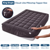 Giselle Bedding Bamboo Charcoal Filling Pillowtop Topper 1000GSM 5cm Thick Pillowtop Pad for Back Pain Relief Washable with 45cm Deep Pocket King Single