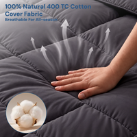 Giselle Bedding Bamboo Charcoal Filling Pillowtop Topper 1000GSM 5cm Thick Pillowtop Pad for Back Pain Relief Washable with 45cm Deep Pocket Queen