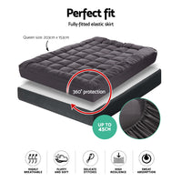 Giselle Bedding Bamboo Charcoal Filling Pillowtop Topper 1000GSM 5cm Thick Pillowtop Pad for Back Pain Relief Washable with 45cm Deep Pocket Queen