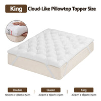 Giselle King Pillow Top Mattress Topper 1300GSM White Duck Feather For Old Bed Upgrade 5cm Thick
