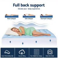 Giselle Bedding Pillowtop Mattress Topper 5cm Reversible Cooling & Soft Coral Fleece Pad for Back Pain Relief, Washable Skin-friendly Bed Protector with 45cm Deep Pocket Single