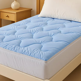 Giselle Bedding Pillowtop Mattress Topper 5cm Reversible Cooling & Soft Coral Fleece Pad for Back Pain Relief, Washable Skin-friendly Bed Protector with 45cm Deep Pocket Single