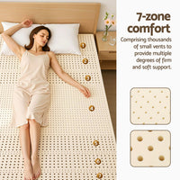 Giselle Bedding Latex Mattress Topper, 7.5cm Thick 7-Zone Pressure Relief Bed Pad with Washable Cover, Cooling Breathable Mat for Side Sleepers & Back Pain, Beige Double