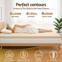 Giselle Bedding Latex Mattress Topper, 7.5cm Thick 7-Zone Pressure Relief Bed Pad with Washable Cover, Cooling Breathable Mat for Side Sleepers & Back Pain, Beige Double