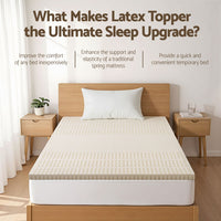 Giselle Bedding Latex Mattress Topper, 5cm Thick Cooling Bed Pad for Side Sleepers Pain Relief, 7 Zone Foldable Mat with Washable Cover for Guest Room Bedroom Single