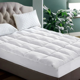 Giselle Bedding Pillowtop Mattress Topper 5cm Thick Pad for Back Pain Relief Washable Underlay Protector 1000GSM Microfibre Filling 45cm Deep Pocket Double