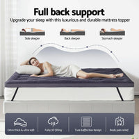 Giselle Bedding 5cm Pillowtop Topper Bamboo Polyester Blend Fibre Pad for Back Pain Relief Washable Overfilled Bed Protector 500GSM King Single
