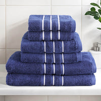 6 Pack Bath Towels Set Cotton Towel Navy