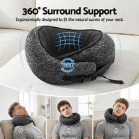 Wanderlite Travel Pillows for Airplanes Ergonomic Memory Foam Neck Pillow, Breathable & Washable Cover, Travel Bag Included, Airplane Pillow for Airplane, Car, Office and Home, Dark Grey