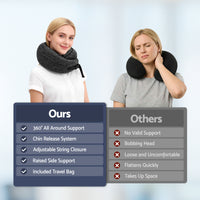 Wanderlite Travel Pillows for Airplanes Ergonomic Memory Foam Neck Pillow, Breathable & Washable Cover, Travel Bag Included, Airplane Pillow for Airplane, Car, Office and Home, Dark Grey