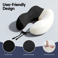 Wanderlite Travel Pillow for Airplanes Memory Foam Neck Pillows for Traveling, Soft & Washable Cover with Storage Bag, Portable Plane Accessories for Airplanes Offices Cars, Black