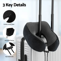 Wanderlite Travel Pillow for Airplanes Memory Foam Neck Pillows for Traveling, Soft & Washable Cover with Storage Bag, Portable Plane Accessories for Airplanes Offices Cars, Black