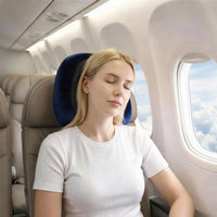 Wanderlite Travel Pillow for Airplanes Memory Foam Neck Pillows for Traveling, Soft & Washable Cover with Storage Bag, Portable Plane Accessories for Airplanes Offices Cars, Blue