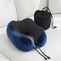 Wanderlite Travel Pillow for Airplanes Memory Foam Neck Pillows for Traveling, Soft & Washable Cover with Storage Bag, Portable Plane Accessories for Airplanes Offices Cars, Blue