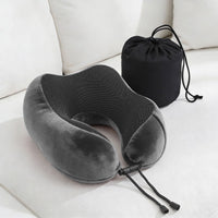 Wanderlite Travel Pillow for Airplanes Memory Foam Neck Pillows for Traveling, Soft & Washable Cover with Storage Bag, Portable Plane Accessories for Airplanes Offices Cars, Grey