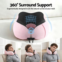 Wanderlite Travel Pillow for Airplanes Memory Foam Neck Pillows for Traveling, Soft & Washable Cover with Storage Bag, Portable Plane Accessories for Airplanes Offices Cars, Pink