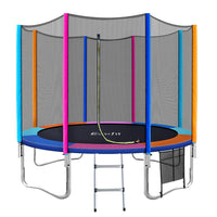 10FT Trampoline for Kids w/ Ladder Enclosure Safety Net Pad Gift Round