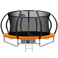 Everfit 12FT Trampoline for Kids w/ Ladder Trampoline Enclosure Safety Net Rebounder Orange