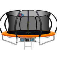 14ft Trampoline Kids Trampoline Rebounder w/ Ladder Basketball Hoop Orange